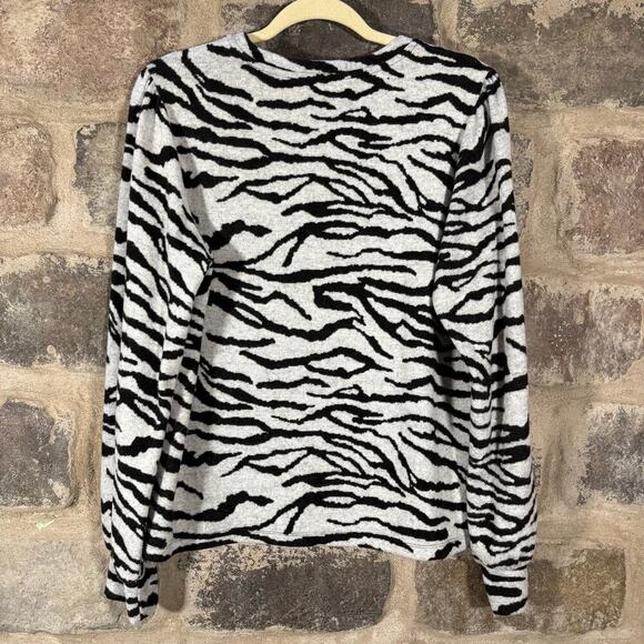 Social Standard By Sanctuary Sweater Woman's Medium Gray Black‎ Puff Sleeve - Picture 5 of 12